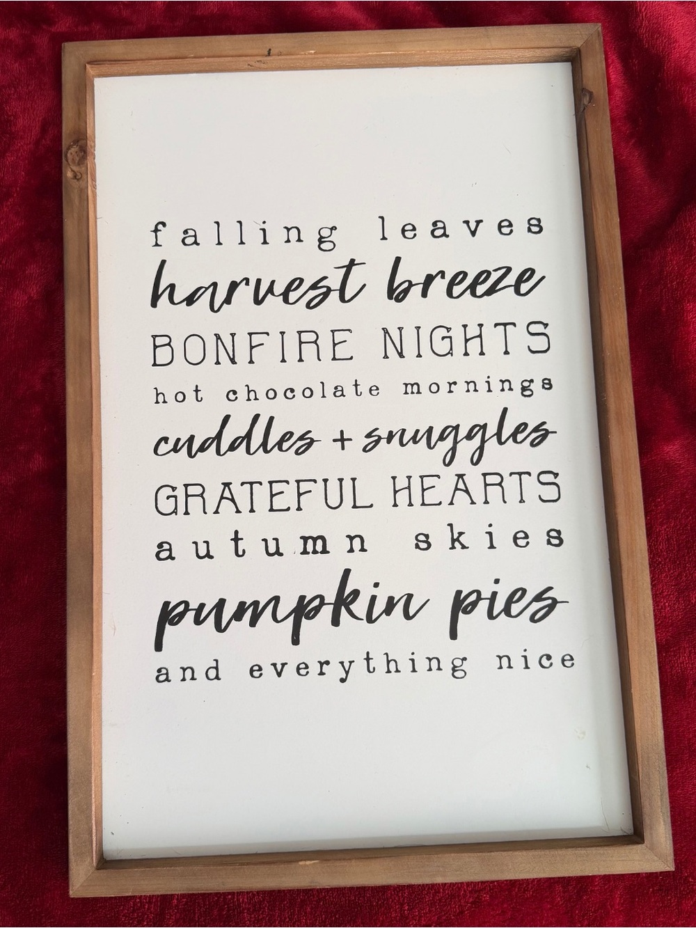 Harvest Breeze Autumn Wall Sign - White & Wood Fall Phrase Decor